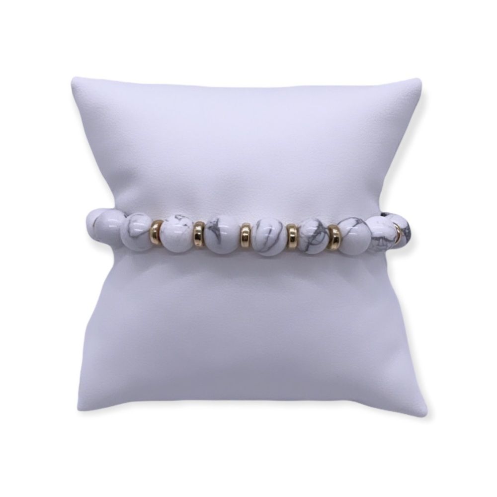 NWT Wool + Pepper Co. White Marble & Gold Bracelet
